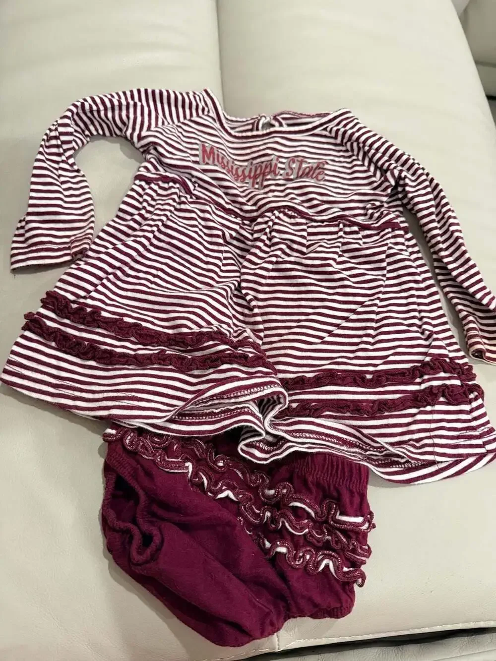 Colosseum Mississippi State Dress And Bloomer Set 6-12 Months Maroon White